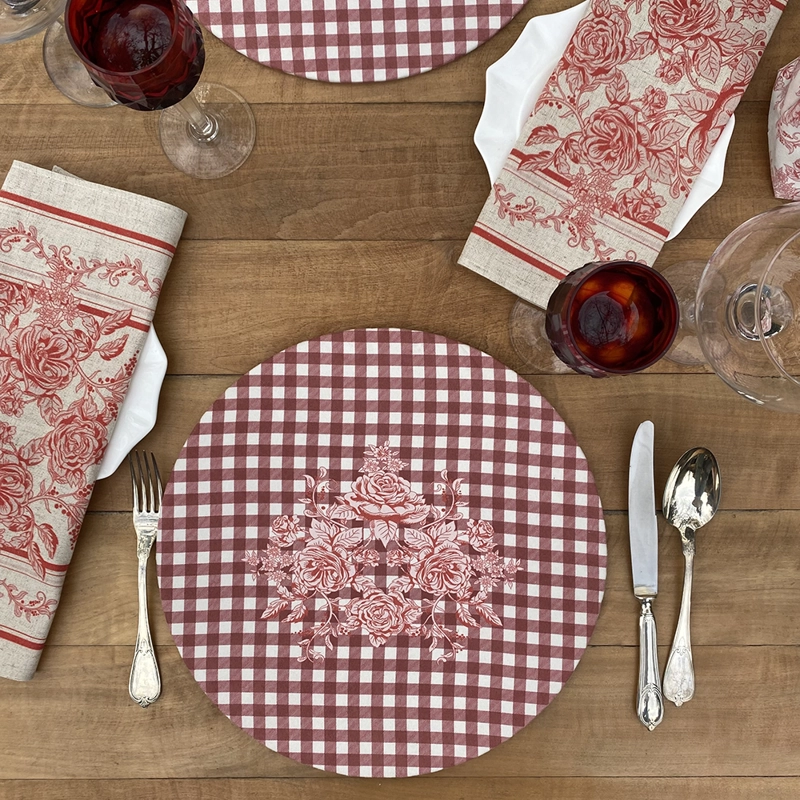 Set 4 BAJOPLATOS TOILE ROJO - CON BASE - 2