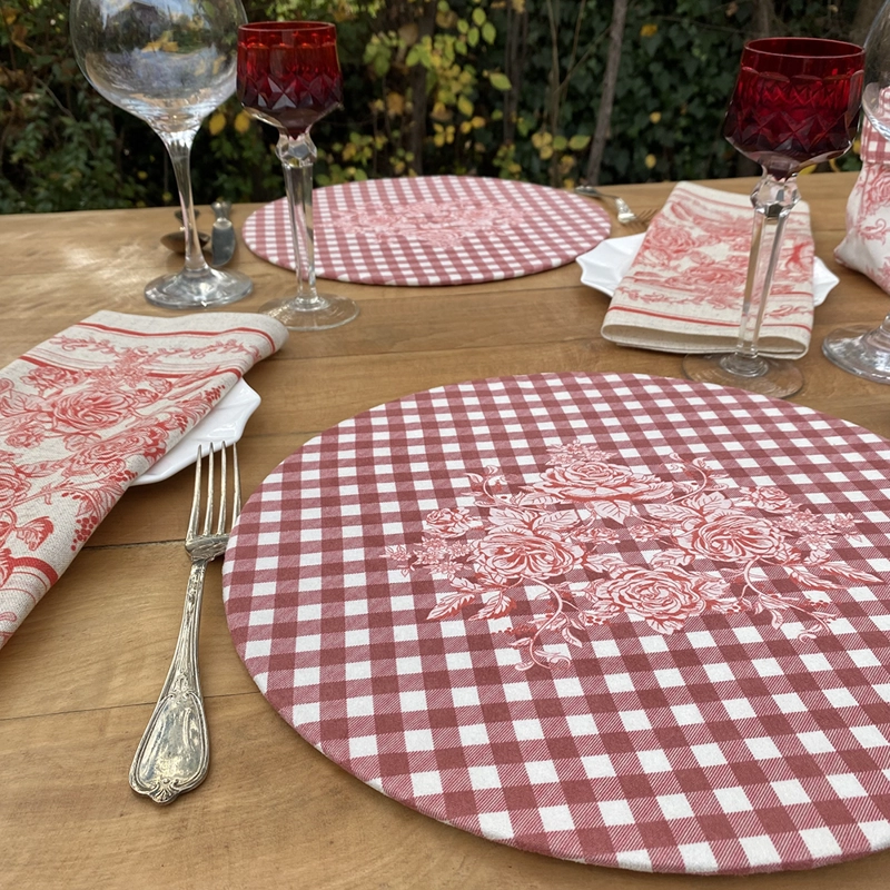 Set 4 BAJOPLATOS TOILE ROJO - CON BASE - 3
