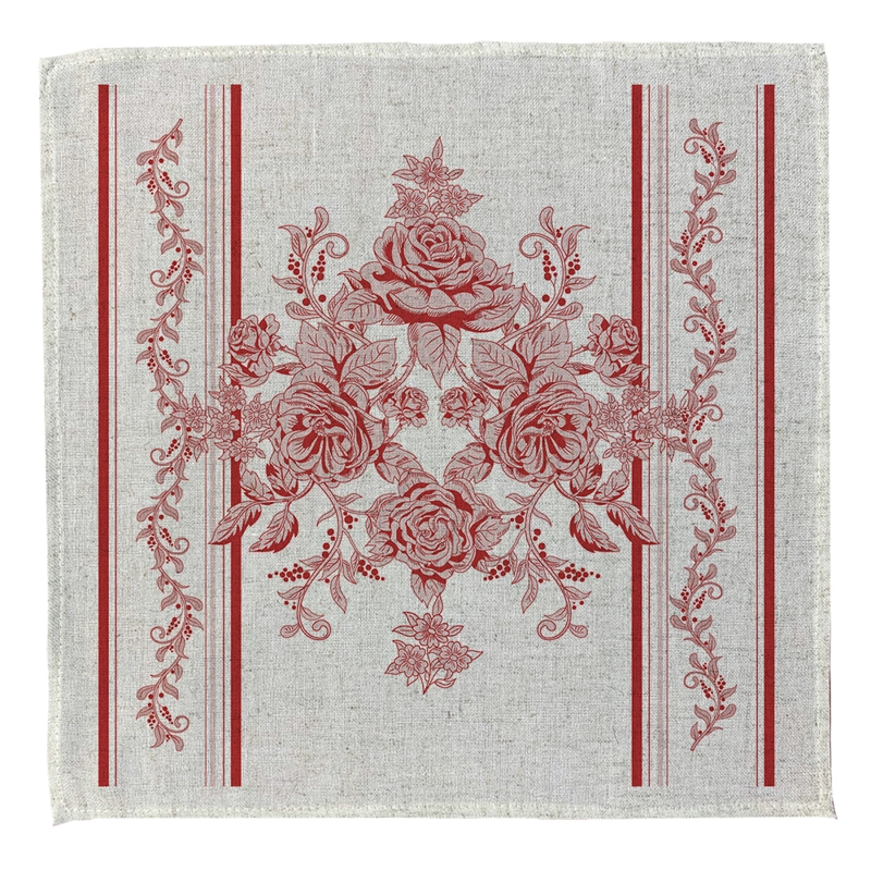 SET 4 SERVILLETAS TOILE ROJO -  LINO POLIESTER -  44 X 44 CM. - 1