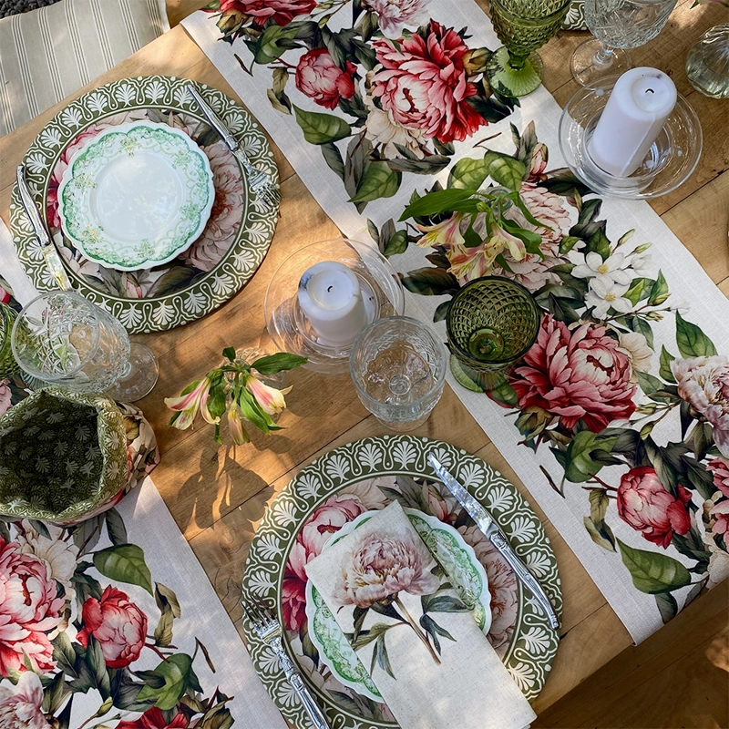 SET 4 SERVILLETAS CAMELIA -  LINO POLIESTER -  44 X 44 CM. - 2