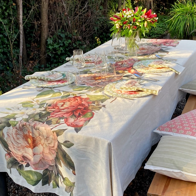 MANTEL CAMELIA - 180 X 300 CM. - LINO POLIESTER - (8 PUESTOS) - 1