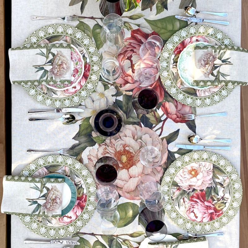MANTEL CAMELIA - 180 X 350 CM. - LINO POLIESTER - (10-12 PUESTOS) - 2