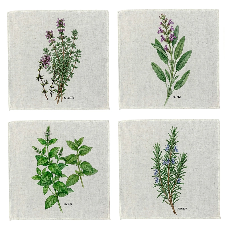 SET 4 SERVILLETAS - HIERBAS - 44 X 44 CM. - 1
