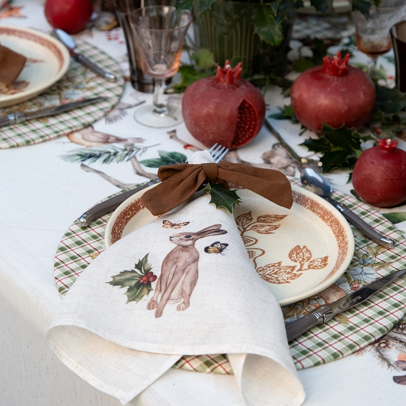 SET 4 SERVILLETAS WOODLAND -  44 X 44  - LINO POLIESTER - 3