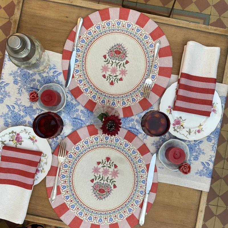 SET 4 SERVILLETAS RED -  44 X 44  - LINO POLIESTER - 5