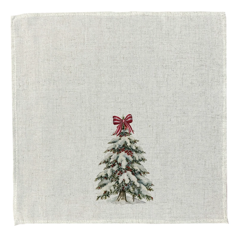 SET 4 SERVILLETAS FESTA PINOS -  44 X 44  - LINO POLIESTER - 1