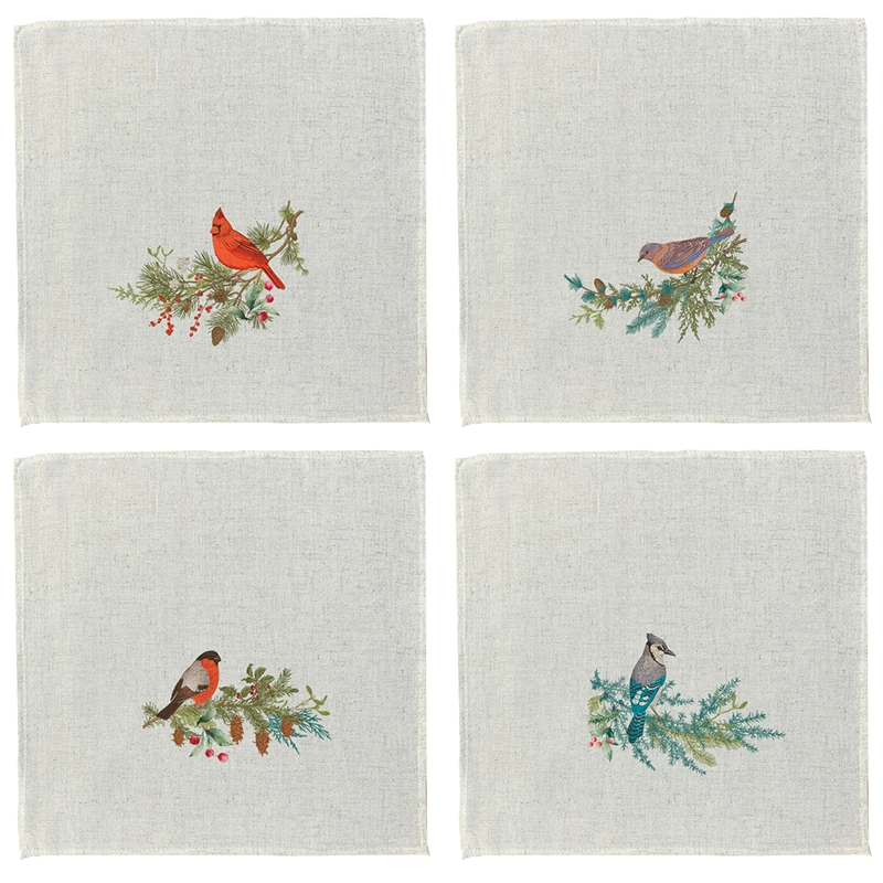 SET 4 SERVILLETAS NAVIDAD AL SUR -  44 X 44  - LINO POLIESTER - 1