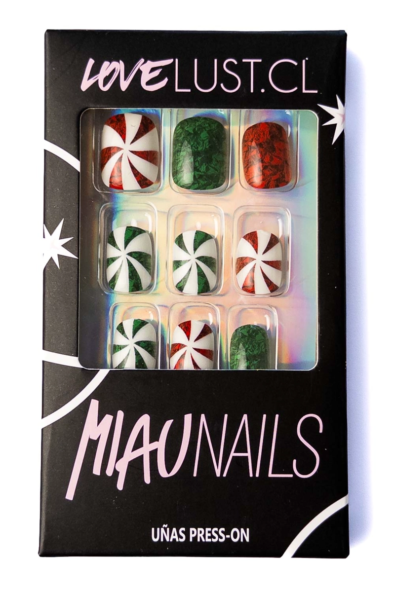 UÑAS PRESS ON REMOLINOS NAVIDEÑOS MULTICOLOR LOVE LUST - 1