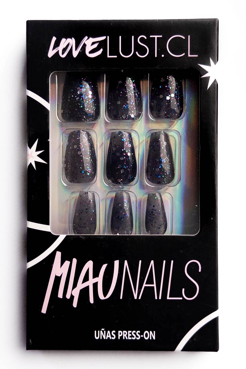 UÑAS PRESS ON GALAXIA SHORT COFFIN MULTICOLOR LOVE LUST - 1