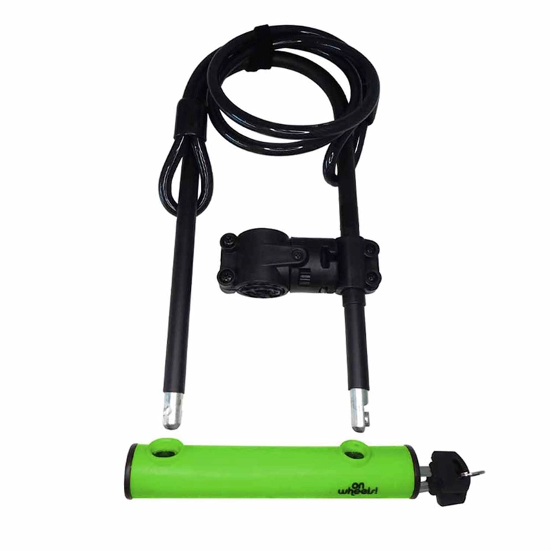 CANDADO U-LOCK ONWHEELS LARGO CON PIOLA Y SOPORTE - VERDE - 4