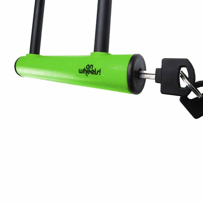 CANDADO U-LOCK ONWHEELS LARGO CON PIOLA Y SOPORTE - VERDE - 5