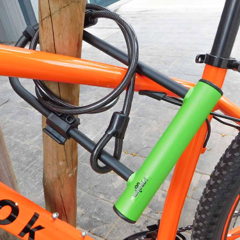CANDADO U-LOCK ONWHEELS LARGO CON PIOLA Y SOPORTE - VERDE - 9