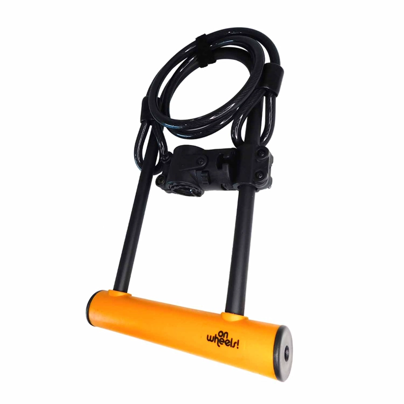CANDADO U-LOCK ONWHEELS LARGO CON PIOLA Y SOPORTE - NARANJO - 3