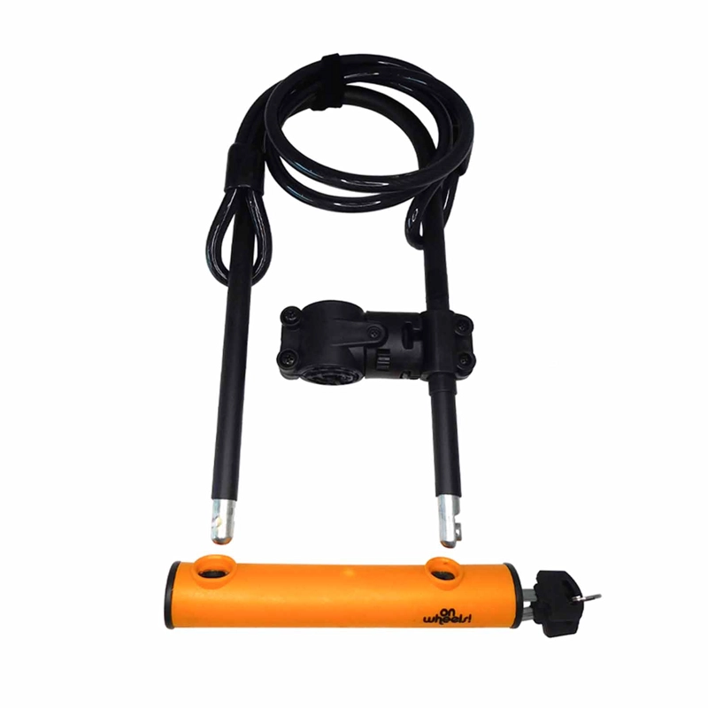 CANDADO U-LOCK ONWHEELS LARGO CON PIOLA Y SOPORTE - NARANJO - 4