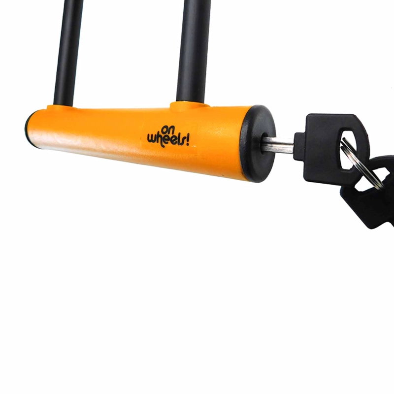 CANDADO U-LOCK ONWHEELS LARGO CON PIOLA Y SOPORTE - NARANJO - 5