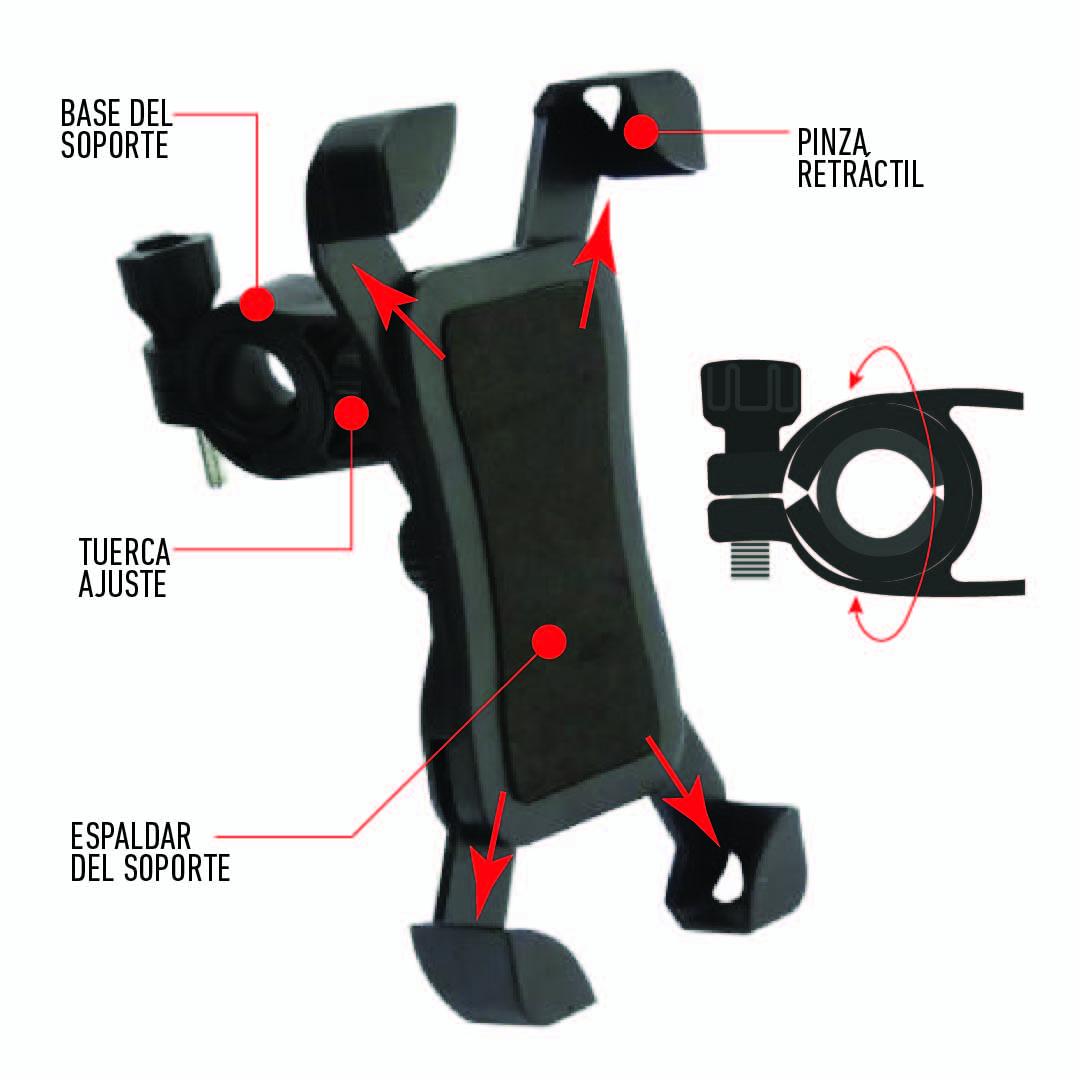 PORTA CELULAR PARA BICICLETAS ADAPTABLE HASTA 7 PULGADAS - 3