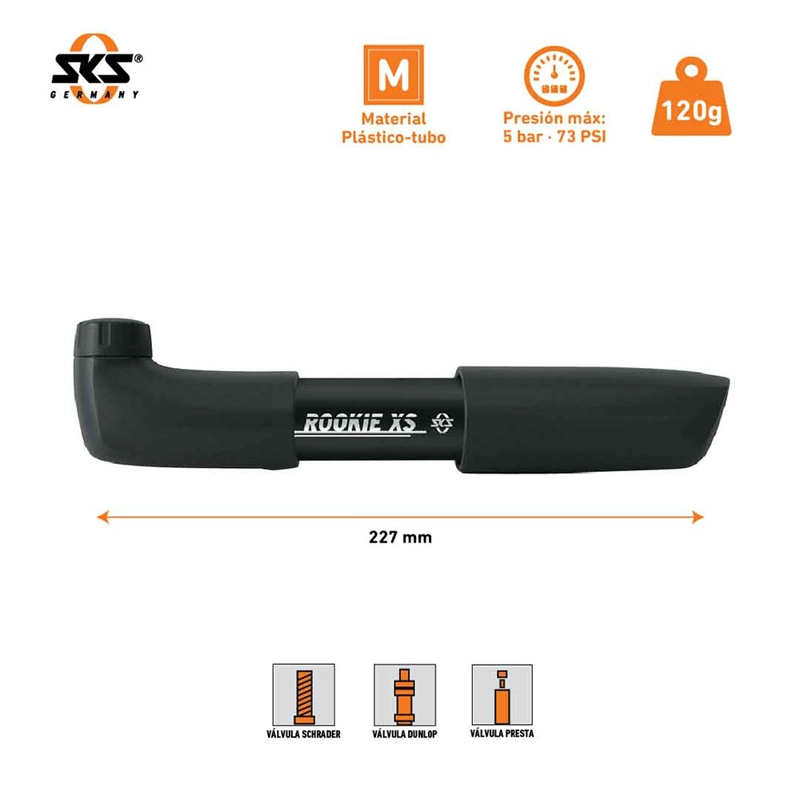 BOMBIN MINI ROOKIE XS DE MANO PARA BICICLETA - 2