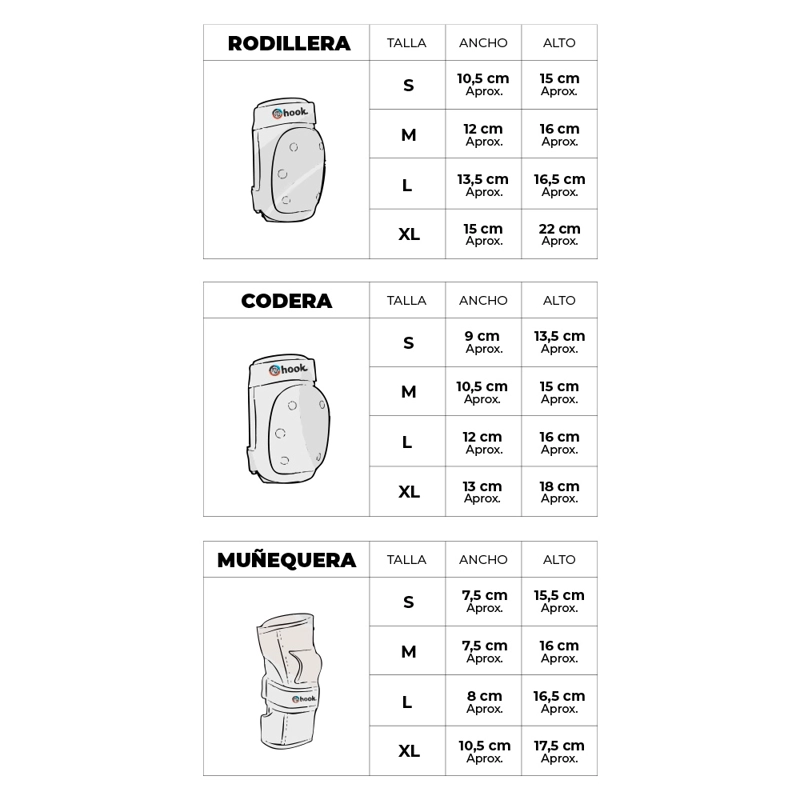 SET DE PROTECCIONES ADULTO HOOK BLACK S - 7