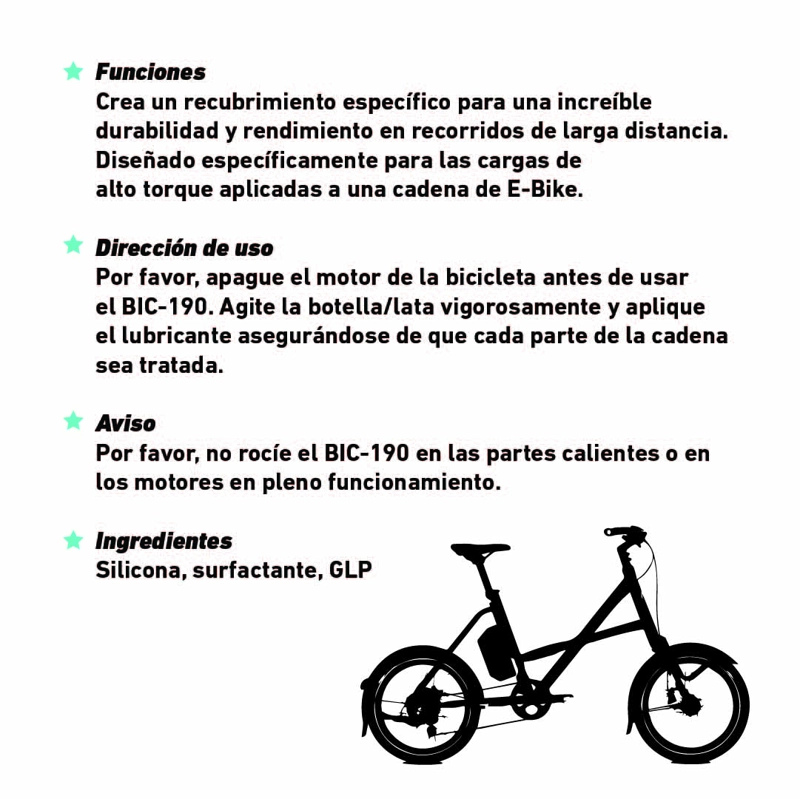 LUBRICANTE DE LA CADENA CHEPARK BIC-190P DE LA BICICLETA ELECTRÓNICA - 5