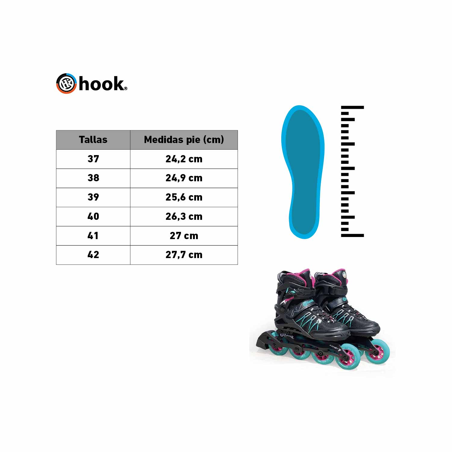 PATINES HOOK FRESH ROSADO AZUL - 2