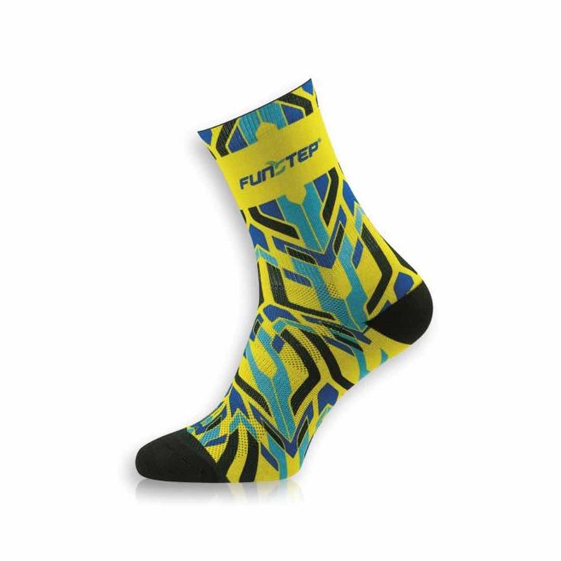 CALCETINES CICLISMO DIVERTIDOS AMARILLO/AZUL MEDIOS XL(4-47) - 1