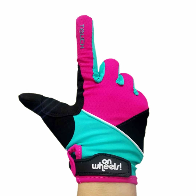 GUANTE LARGO TOUCH PARA CICLISMO ONWHEELS MORADO/VERDE - 3