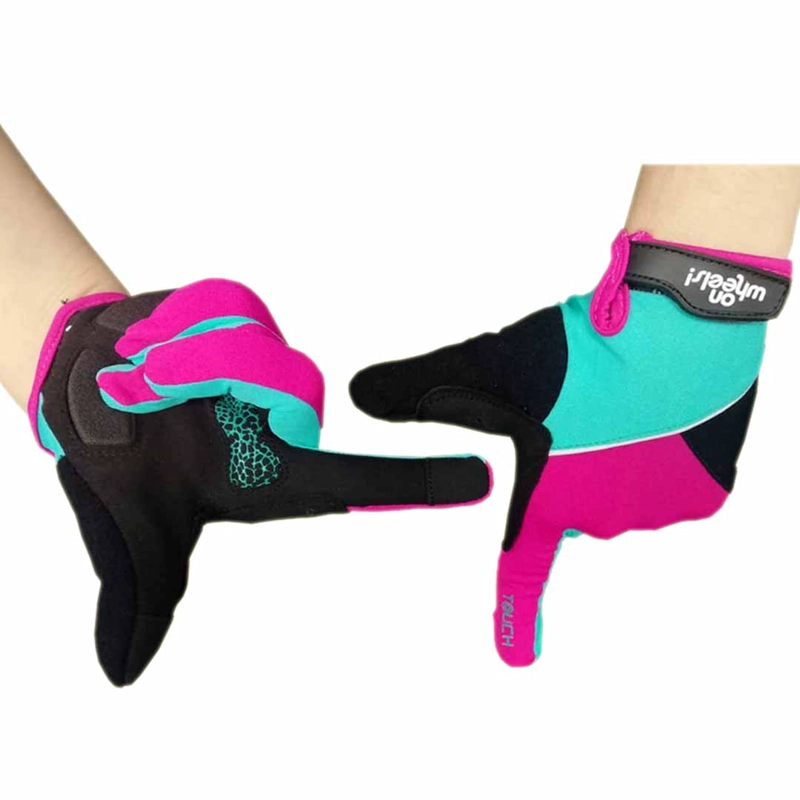 GUANTE LARGO TOUCH PARA CICLISMO ONWHEELS MORADO/VERDE - 4