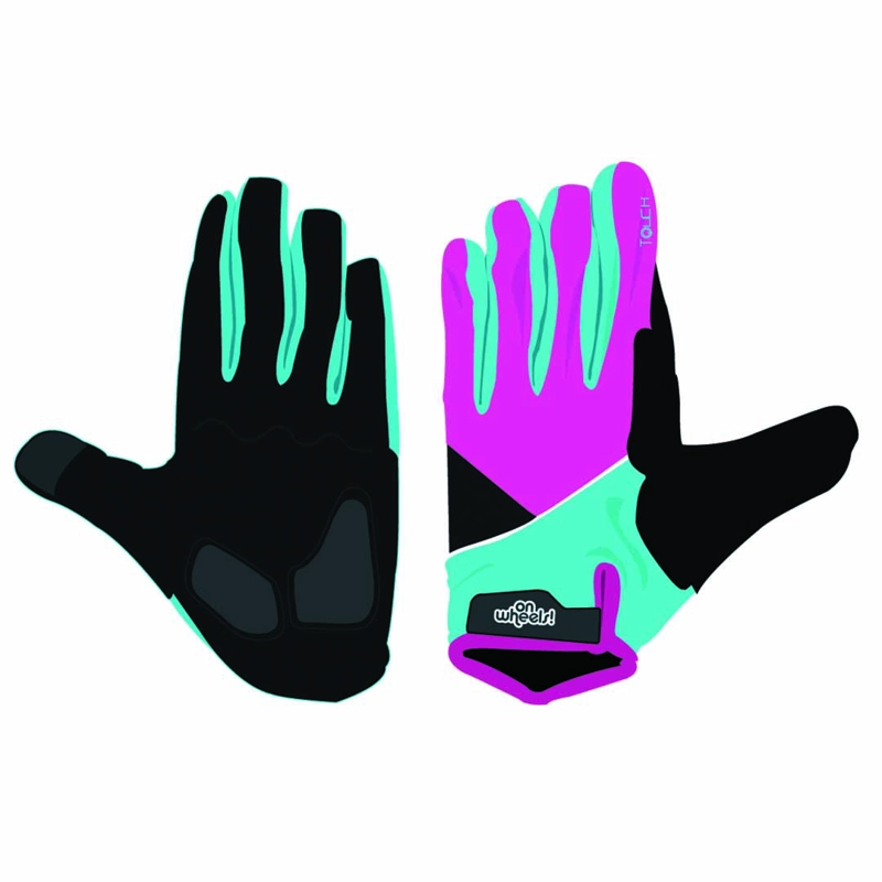 GUANTE LARGO TOUCH PARA CICLISMO ONWHEELS MORADO/VERDE - 4