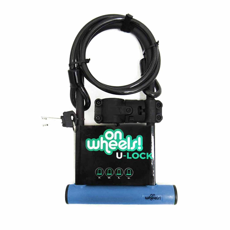CANDADO U-LOCK ONWHEELS LARGO CON PIOLA Y SOPORTE - AZUL - 1