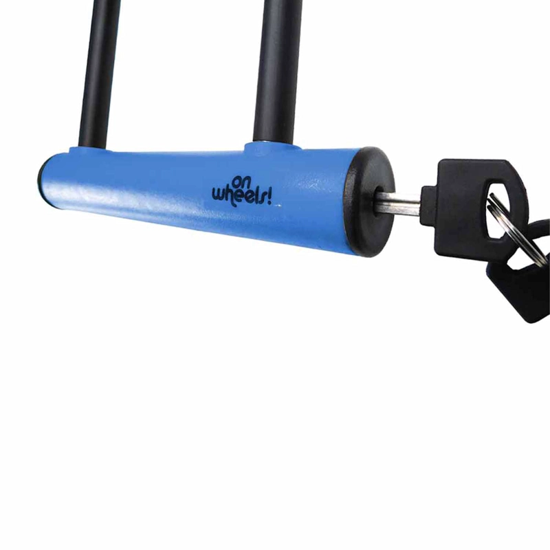CANDADO U-LOCK ONWHEELS LARGO CON PIOLA Y SOPORTE - AZUL - 5