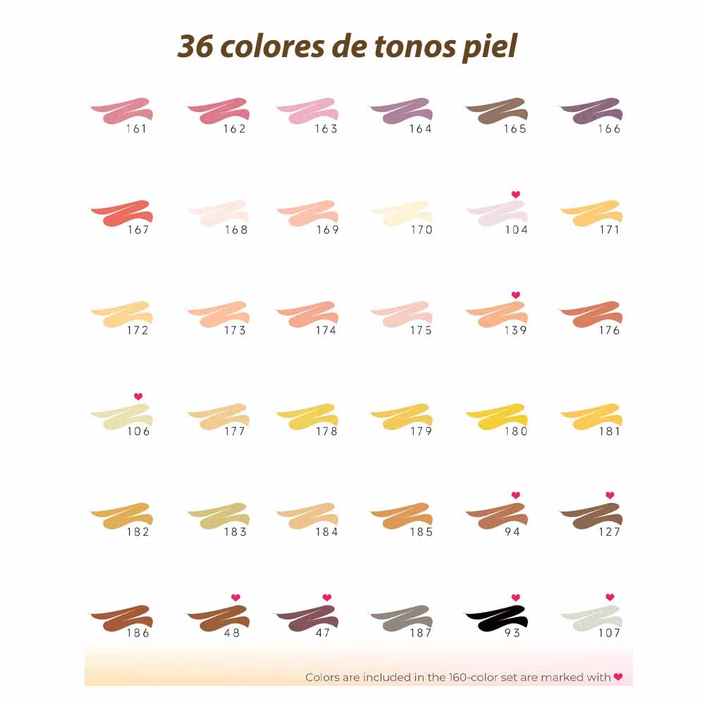 SET X36 MARCADORES OHUHU TONOS PIEL DOBLE PUNTA ACUARELABLES - 5