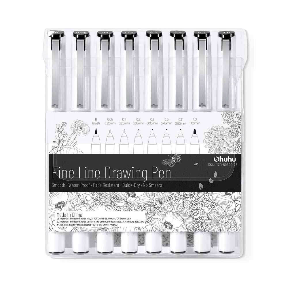 PACK X8 MARCADORES TIRALÍNEAS OHUHU PARA DIBUJO - 1