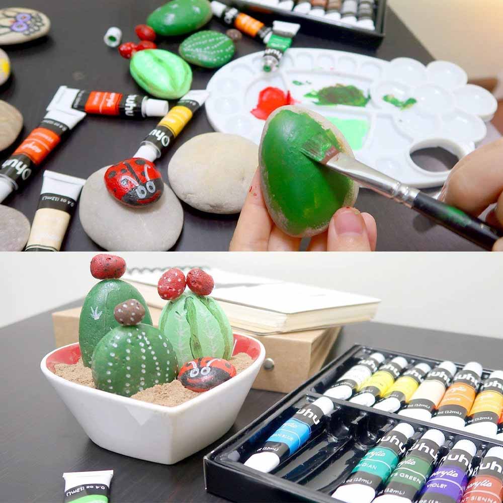 SET X24 PINTURAS OHUHU ACRÍLICAS 12ML + 6 PINCELES - 2