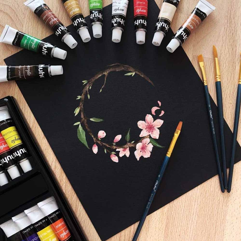 SET X24 PINTURAS OHUHU ACRÍLICAS 12ML + 6 PINCELES - 3