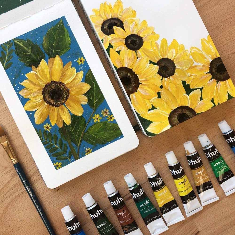 SET X24 PINTURAS OHUHU ACRÍLICAS 12ML + 6 PINCELES - 6