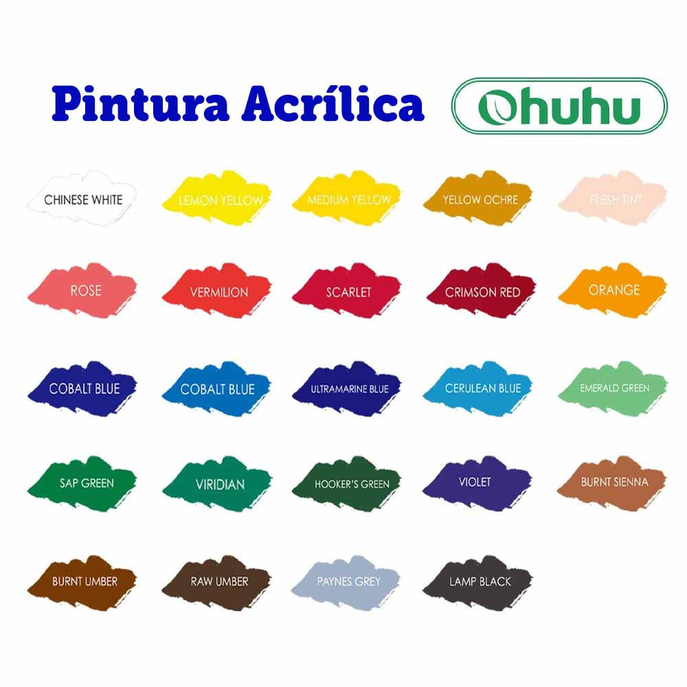 SET X24 PINTURAS OHUHU ACRÍLICAS 12ML + 6 PINCELES - 7