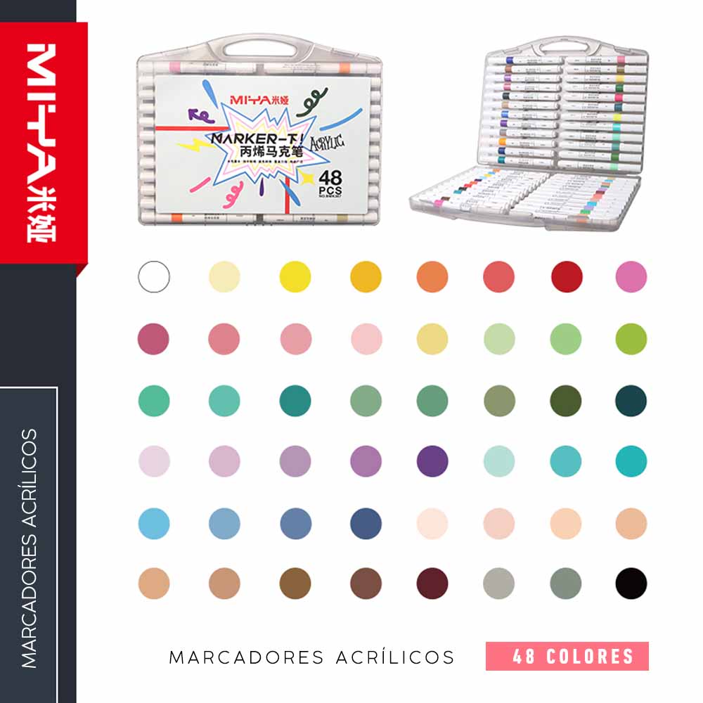 SET DE MARCADORES HIMI MIYA ACRILICOS 48 COLORES - 3