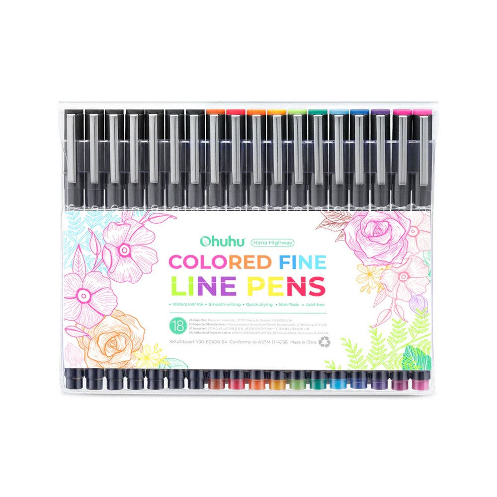 BOLÍGRAFOS DE DIBUJO OHUHU HANA HIGHWAY FINELINER DE 18 - 1