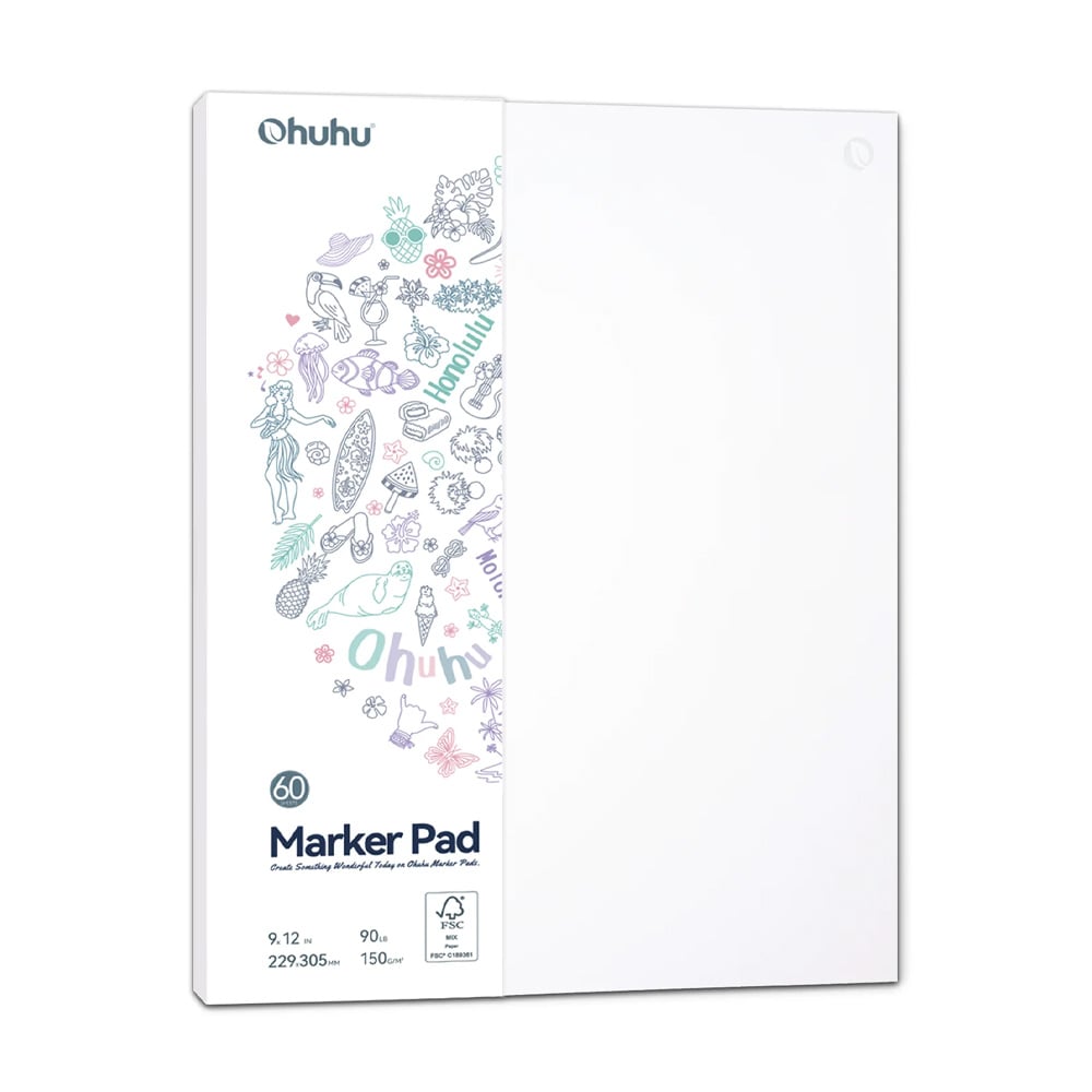 BLOCK PARA MARCADOR ALCOHOL OHUHU 22.9X30.5CM,60 HOJAS,150G - 1