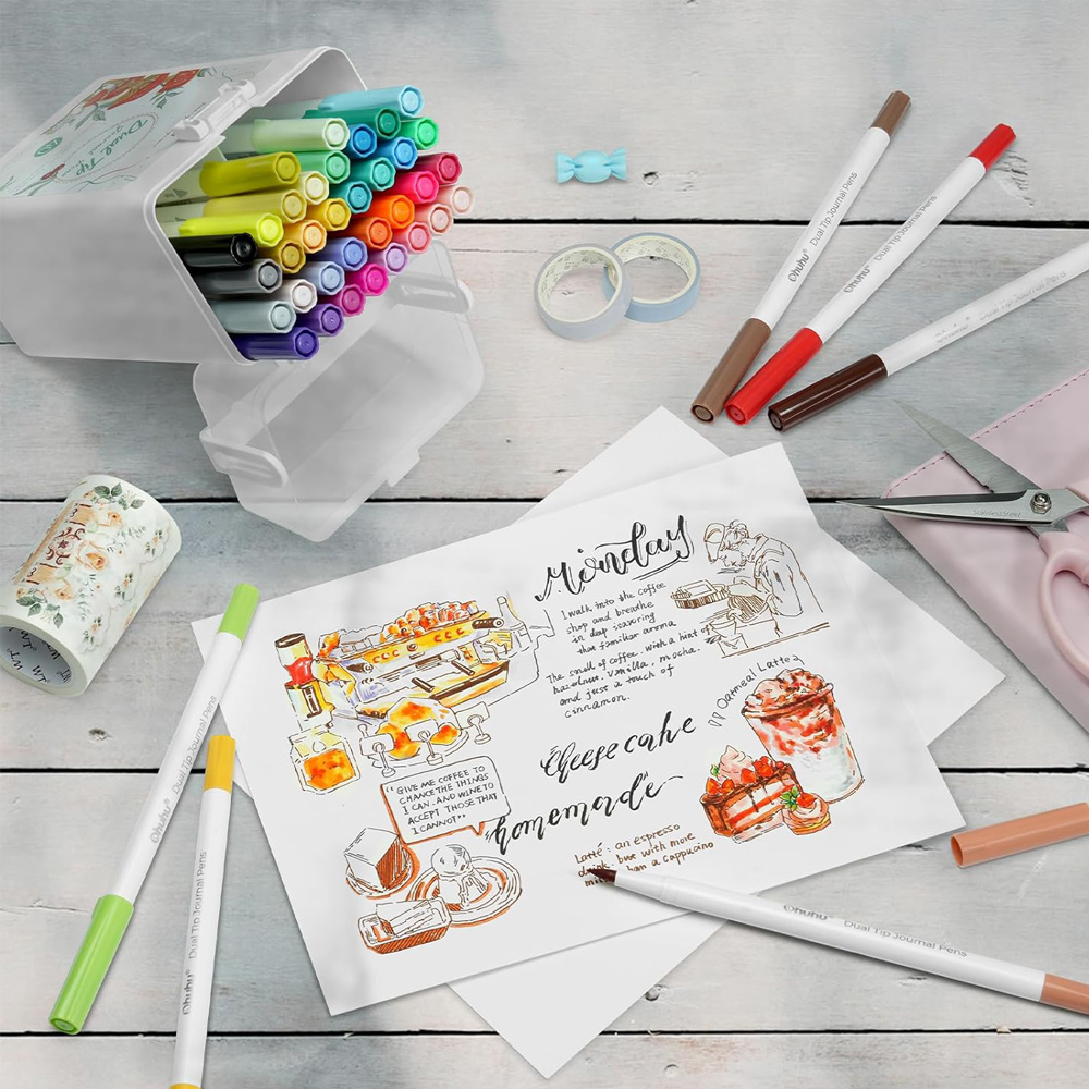 MARCADORES A BASE DE AGUA OHUHU 40 PINCEL Y FINELINER - 6