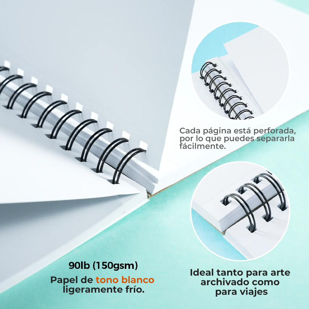 BLOCK ANILLADO EN ESPIRAL OHUHU (25.4X19.3CM,60 HOJAS,150G) - 3