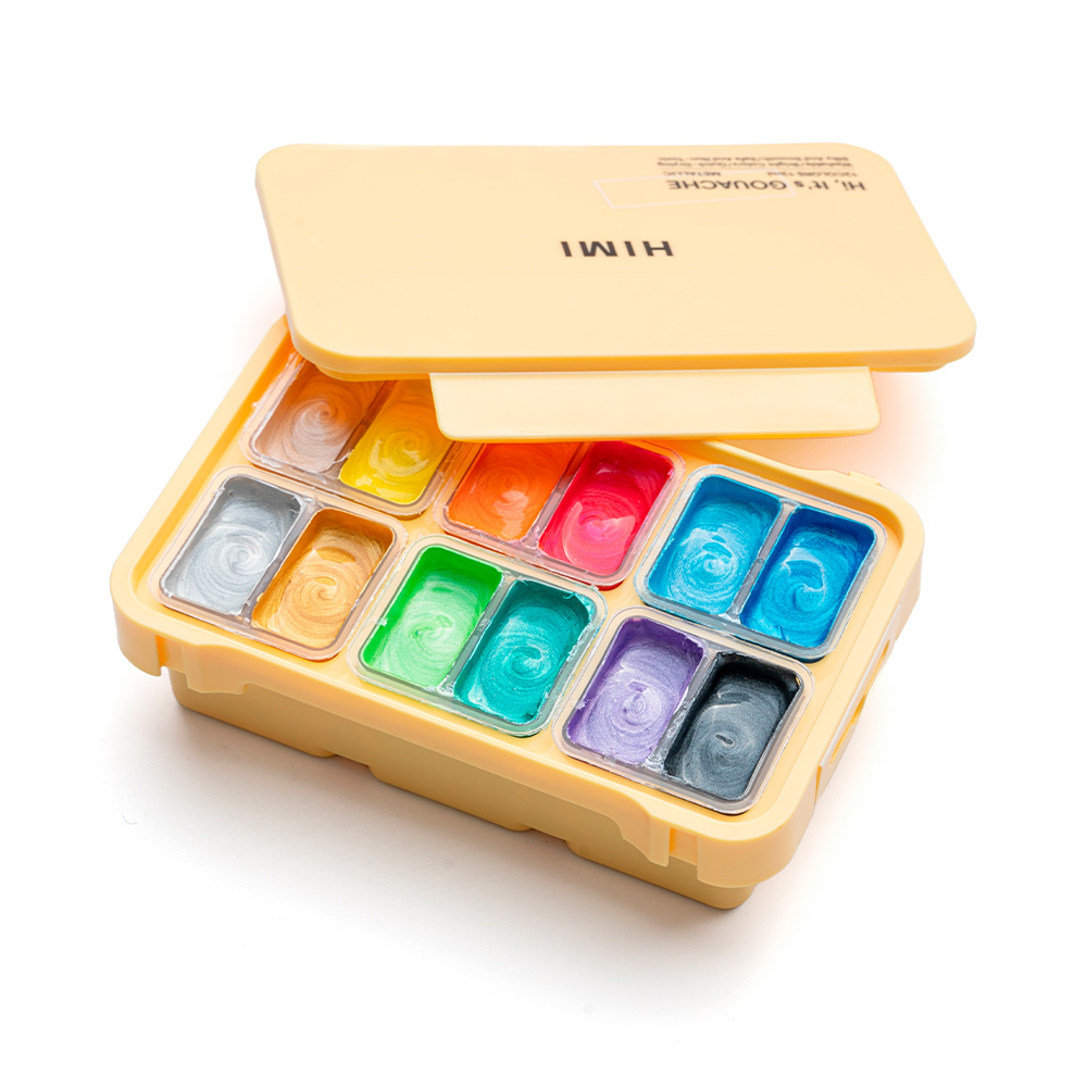 SET HIMI DE GOUACHE METALIZADA 12 COLORES 12ML - 1