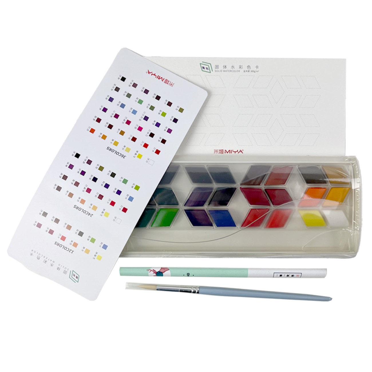 SET ROMBO DE ACUARELA HIMIMIYA 24 COLORES + PINCEL + LAPIZ GR - 3