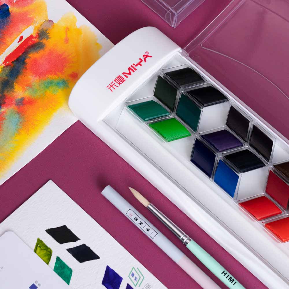 SET ROMBO DE ACUARELA HIMIMIYA 24 COLORES + PINCEL + LAPIZ GR - 4