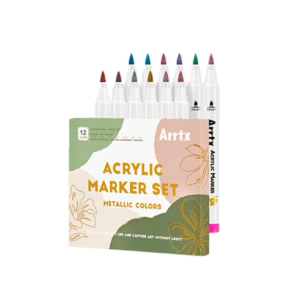 ARRTX MARCADORES METALICOS DE PINTURA ACRILICA DE 12 COLORES - 1