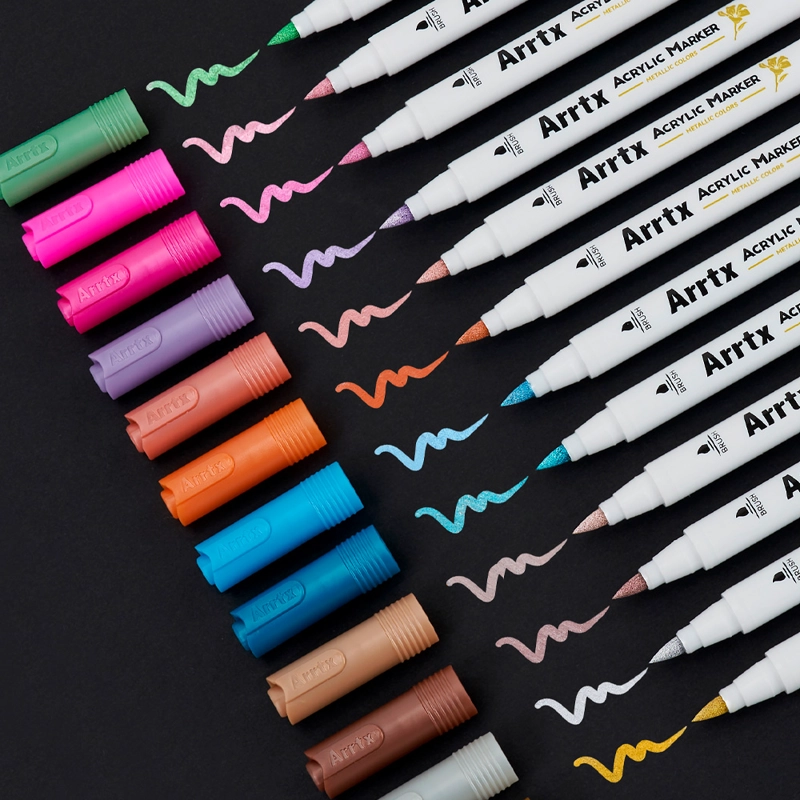 ARRTX MARCADORES METALICOS DE PINTURA ACRILICA DE 12 COLORES - 2