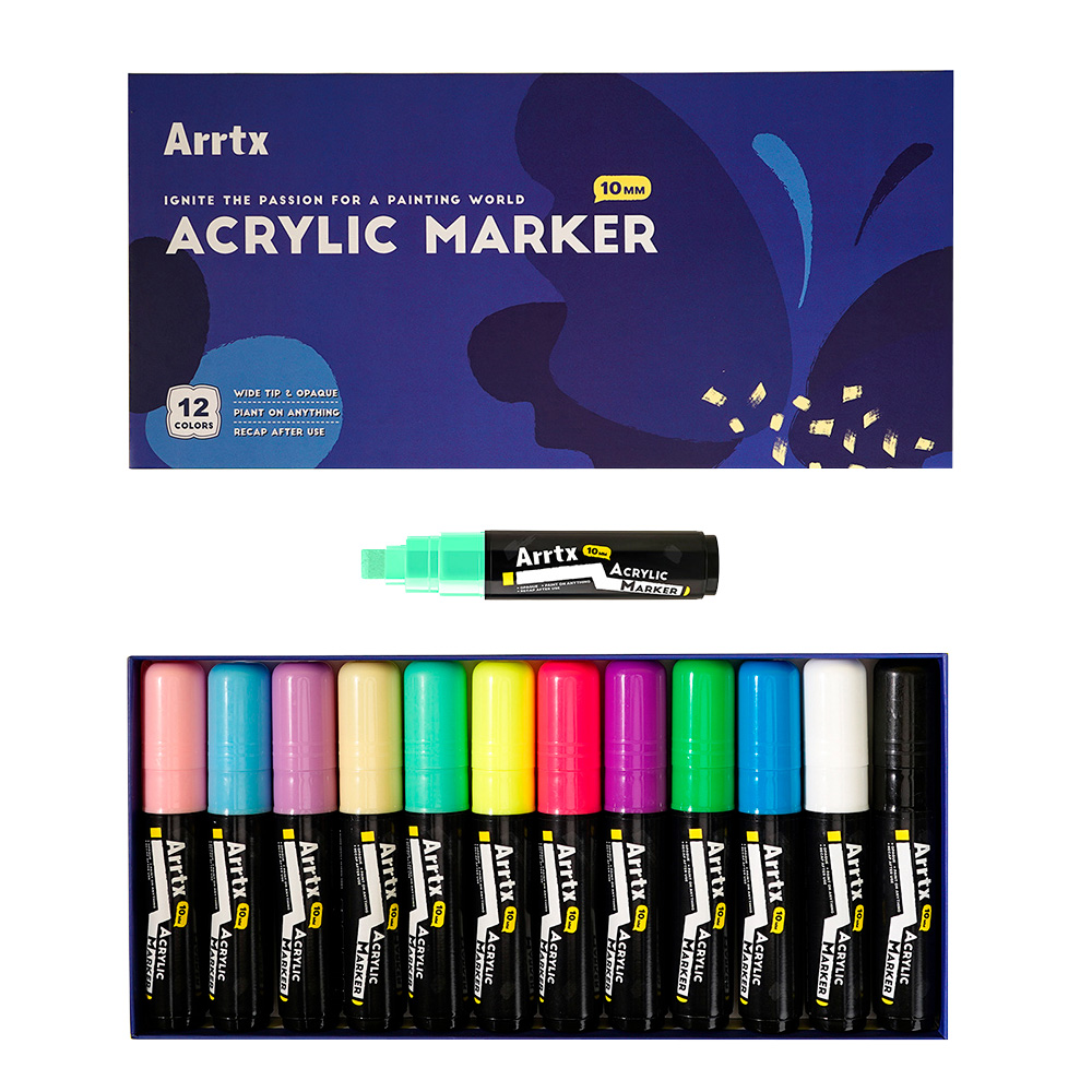 ARRTX 12 MARCADORES ACRILICOS JUMBO (PUNTAS ANCHAS DE 10 MM) - 1