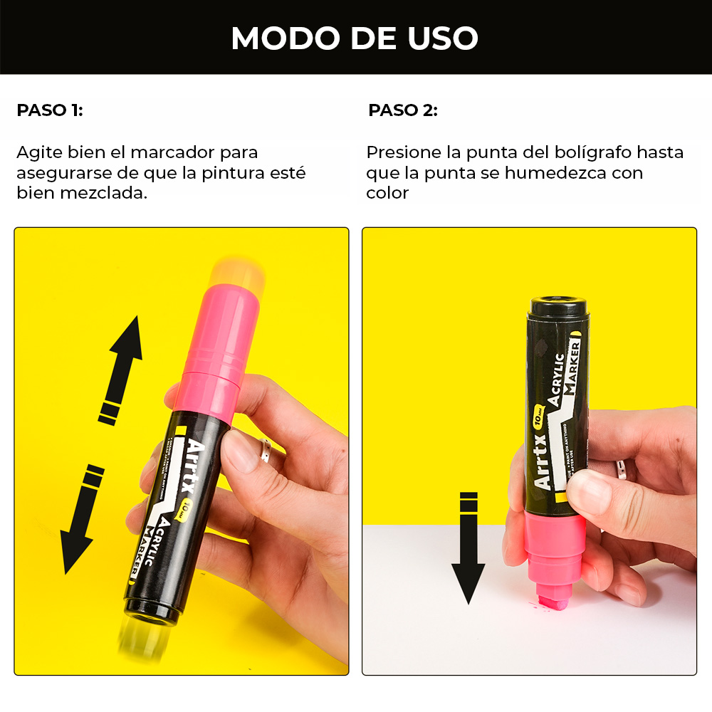 ARRTX 12 MARCADORES ACRILICOS JUMBO (PUNTAS ANCHAS DE 10 MM) - 2
