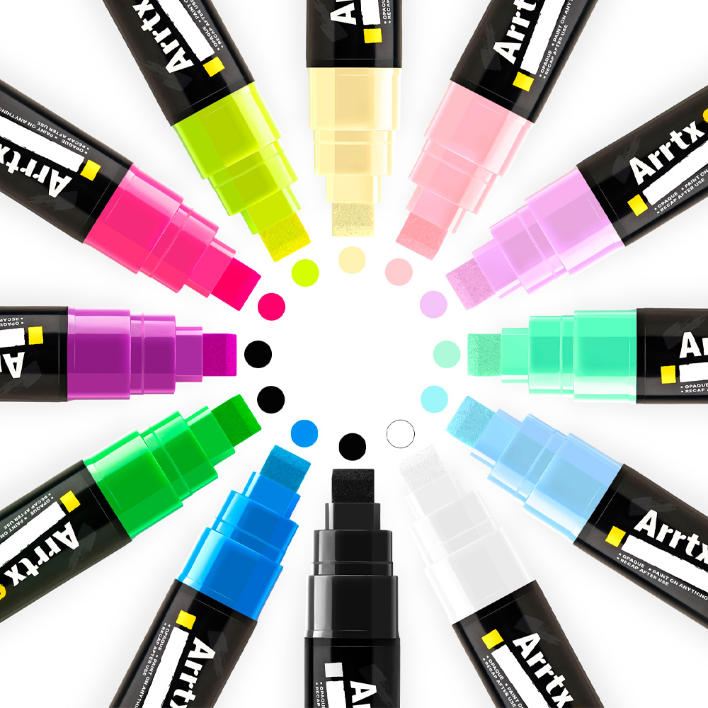 ARRTX 12 MARCADORES ACRILICOS JUMBO (PUNTAS ANCHAS DE 10 MM) - 6