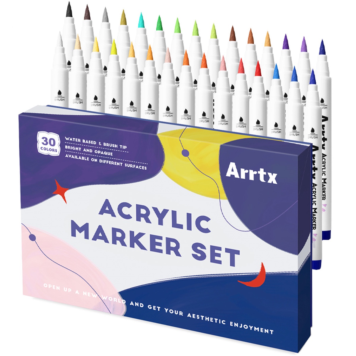 ARRTX MARCADORES ACRILICOS DE 30 COLORES 30B - 1